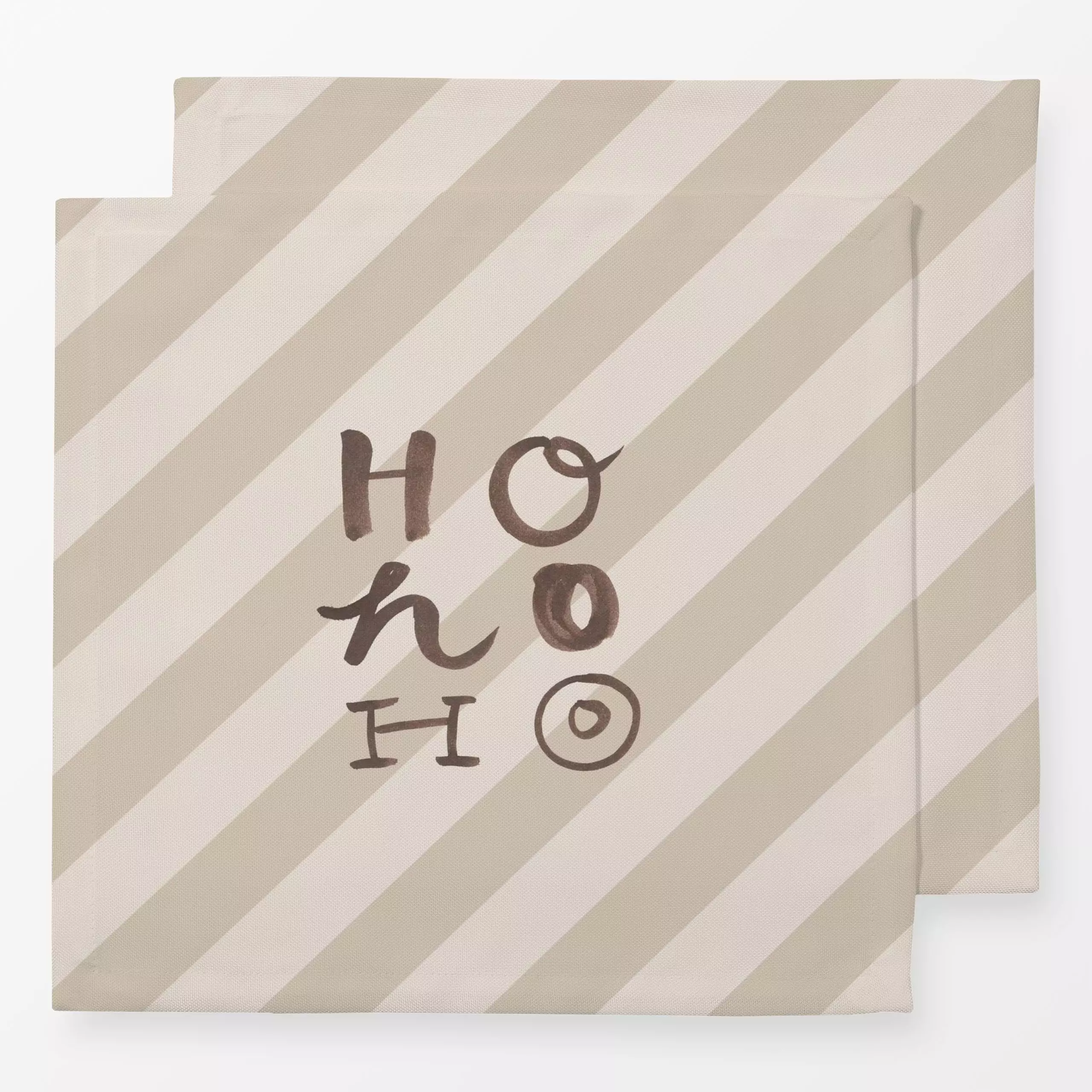 Servietten Ho Ho Ho Stripes Beige - Weihnachten, Anlässe - von „Kruth Design"; Streifen, Weihnachten, weihnachtlich, Weihnac...