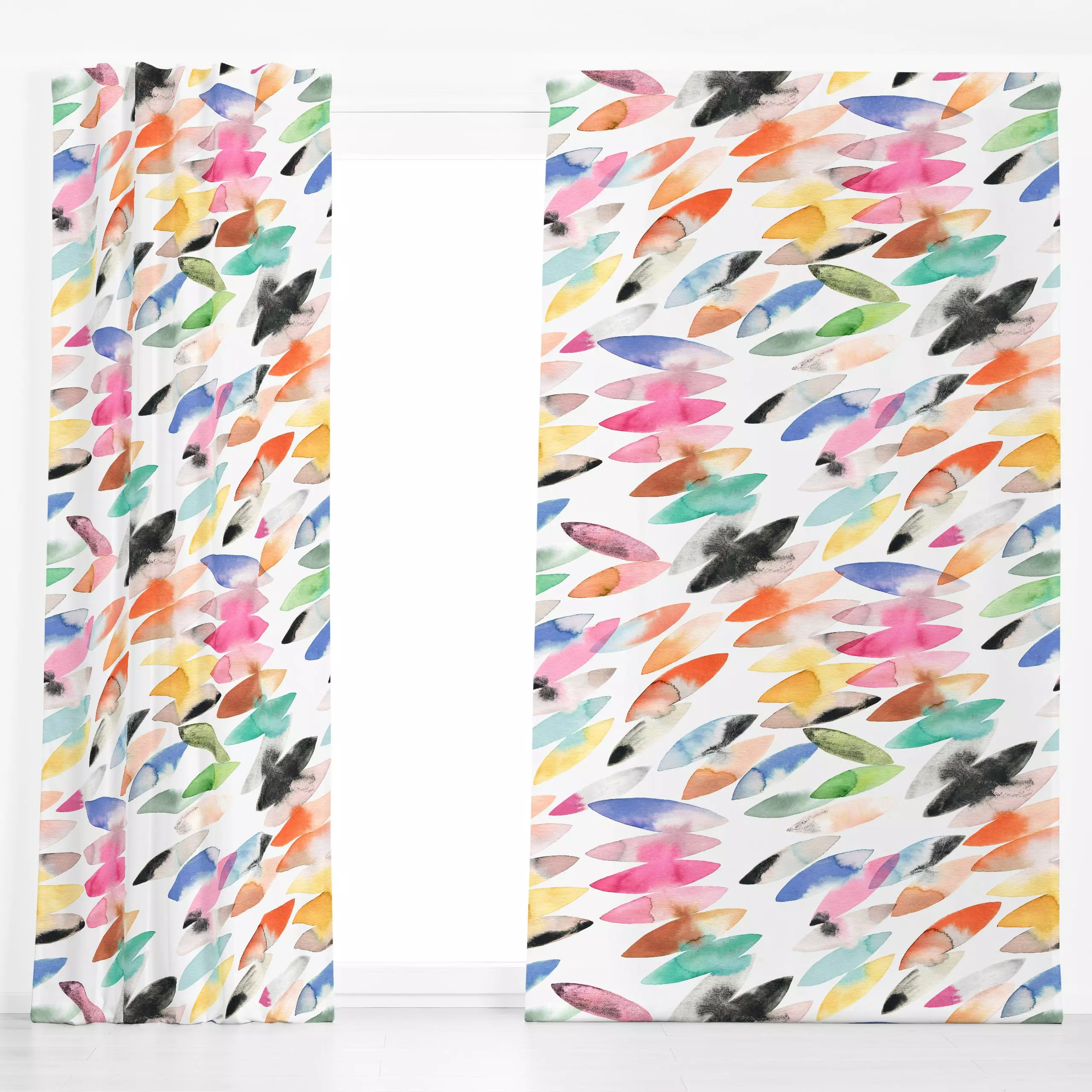 Dekovorhang Watercolor Abstract Shapes - Sommer, Sport, Symbole & Muster - von „Ninola Design "; Muster, Aquarell, Textur, m...