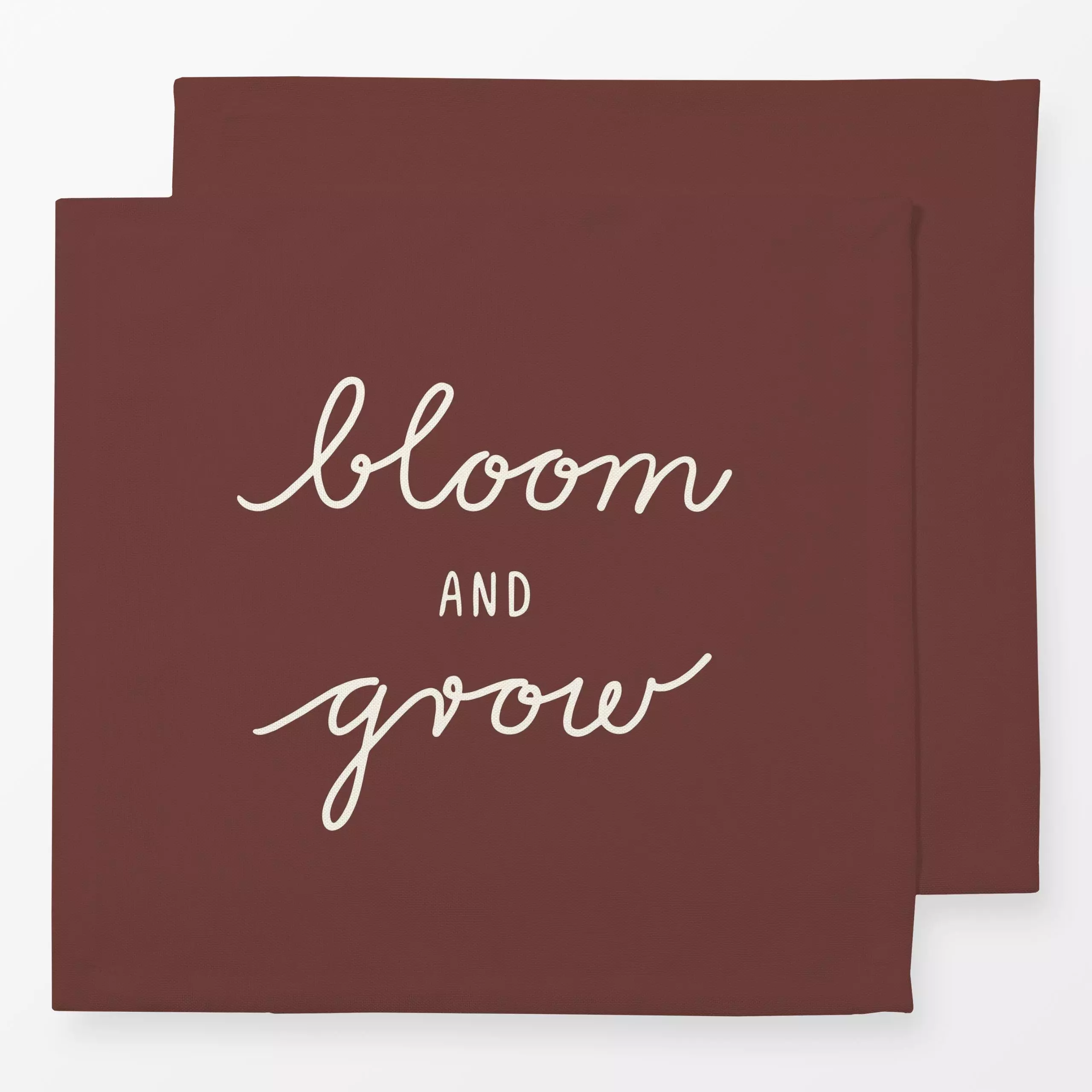 Servietten Bloom And Grow braun beige - Frühling, Sprüche & Schriftzüge - von „Kathrin Woo"; Spruchkissen, Fruehling, Garten...