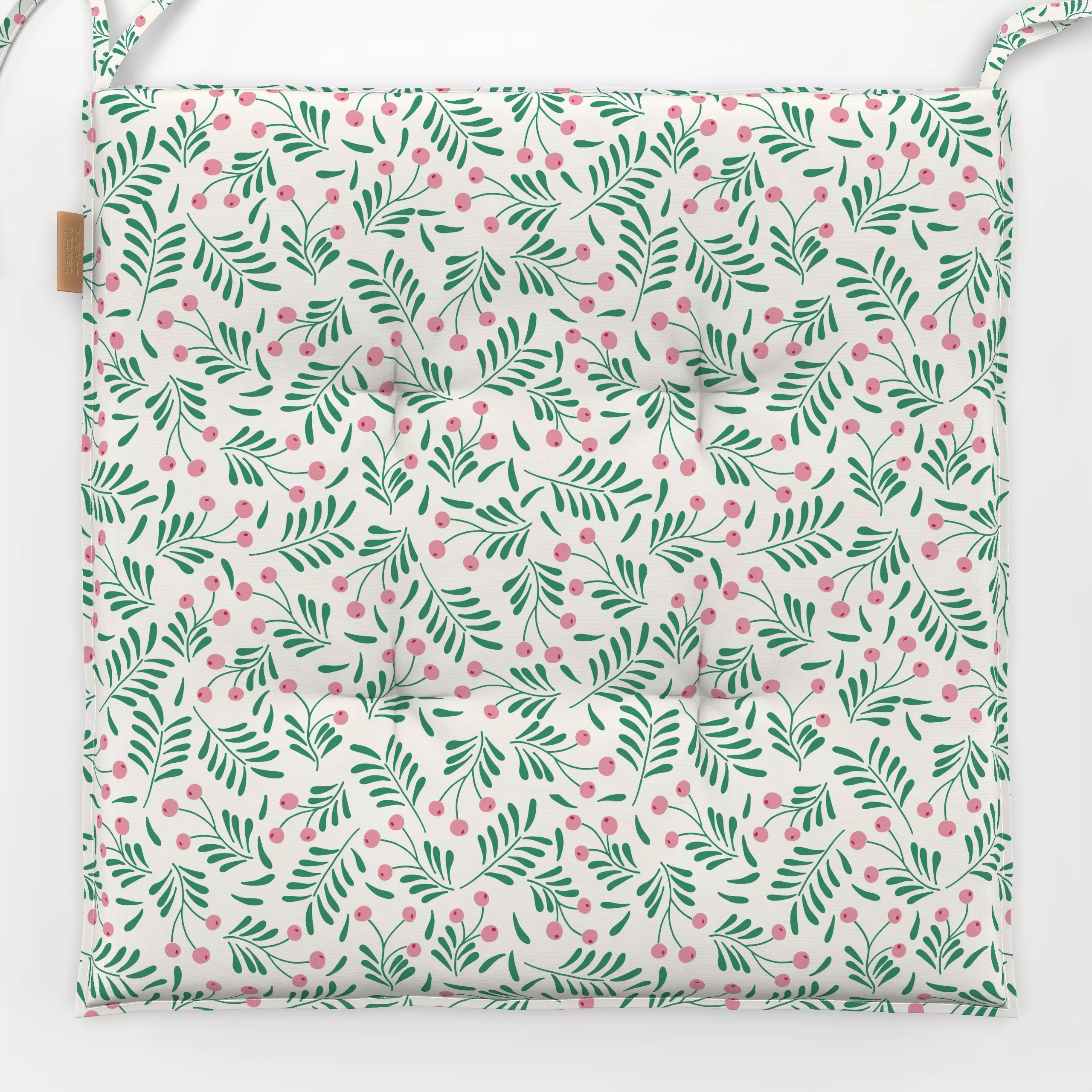 Sitzkissen Scandi Flower - Blumen & Florales, Weihnachten - von „Andrea Liesert"; Muster, rosa, kleingemustert, Blätter, Bee...