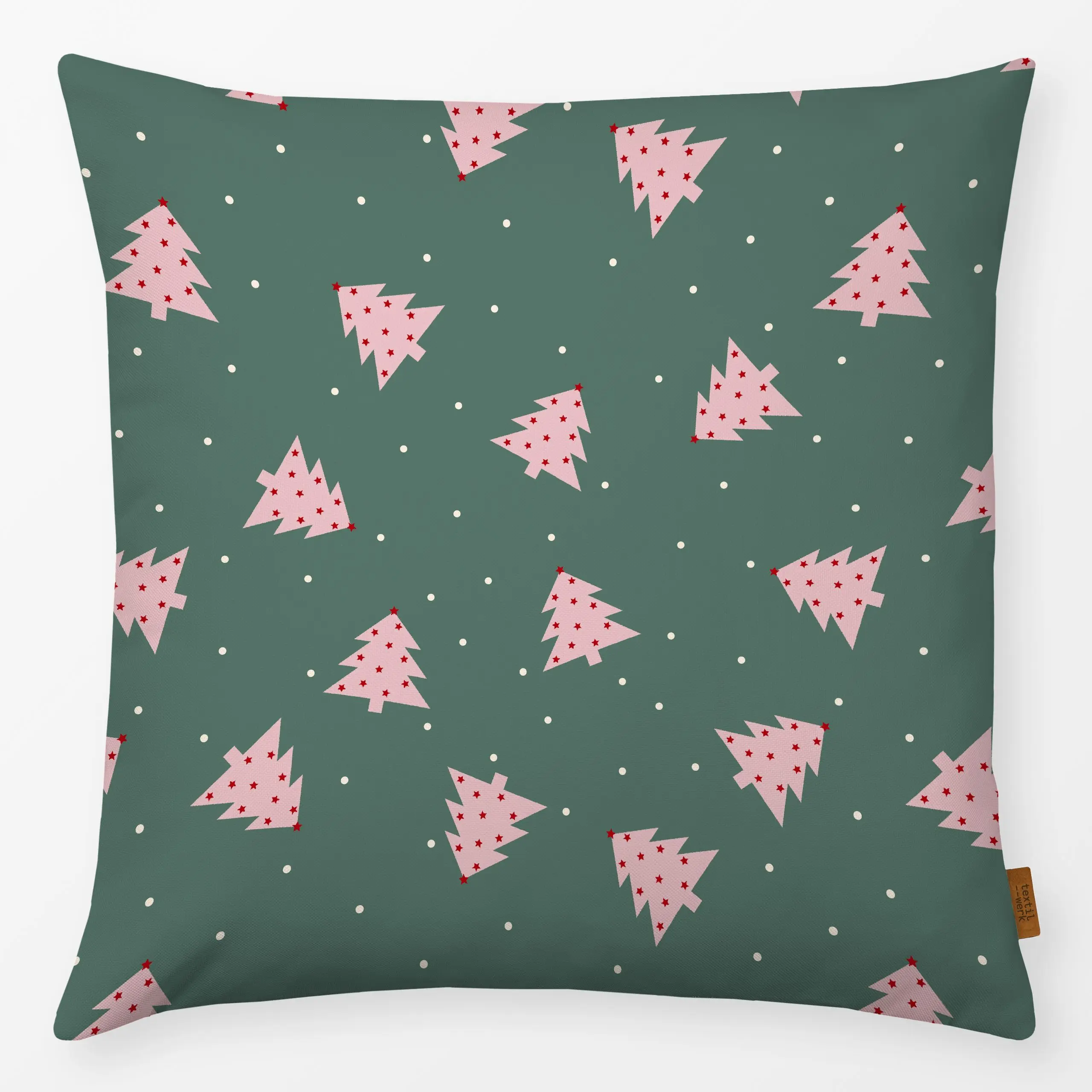 Kissen Xmas - Weihnachtsbaum rosa - Weihnachten, Winter - von „Kathrin Löffler"; Schneeflocken, Tannenbaum, Weihnachtsbaum, ...