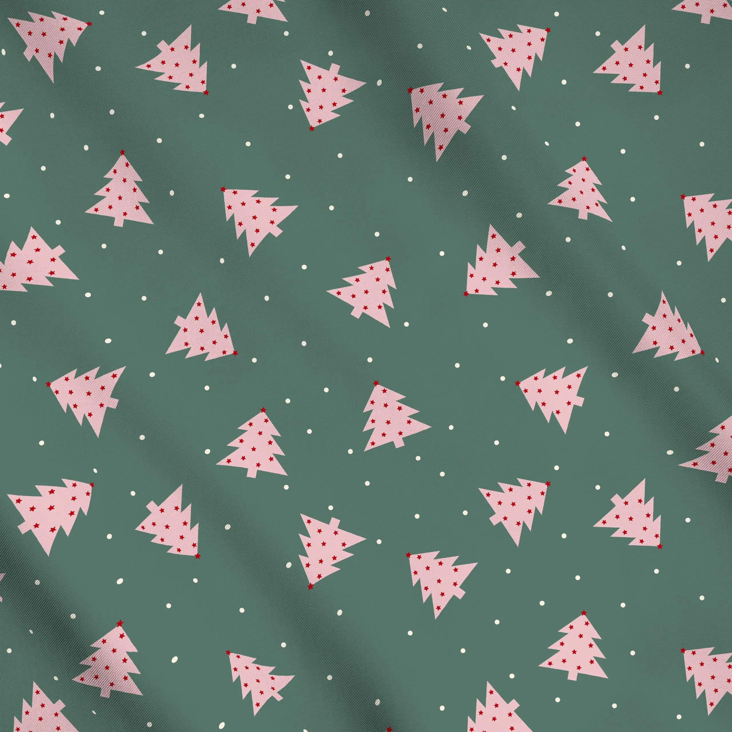 Meterware Xmas - Weihnachtsbaum rosa - Weihnachten, Winter - von „Kathrin Löffler"; Schneeflocken, Tannenbaum, Weihnachtsbau...