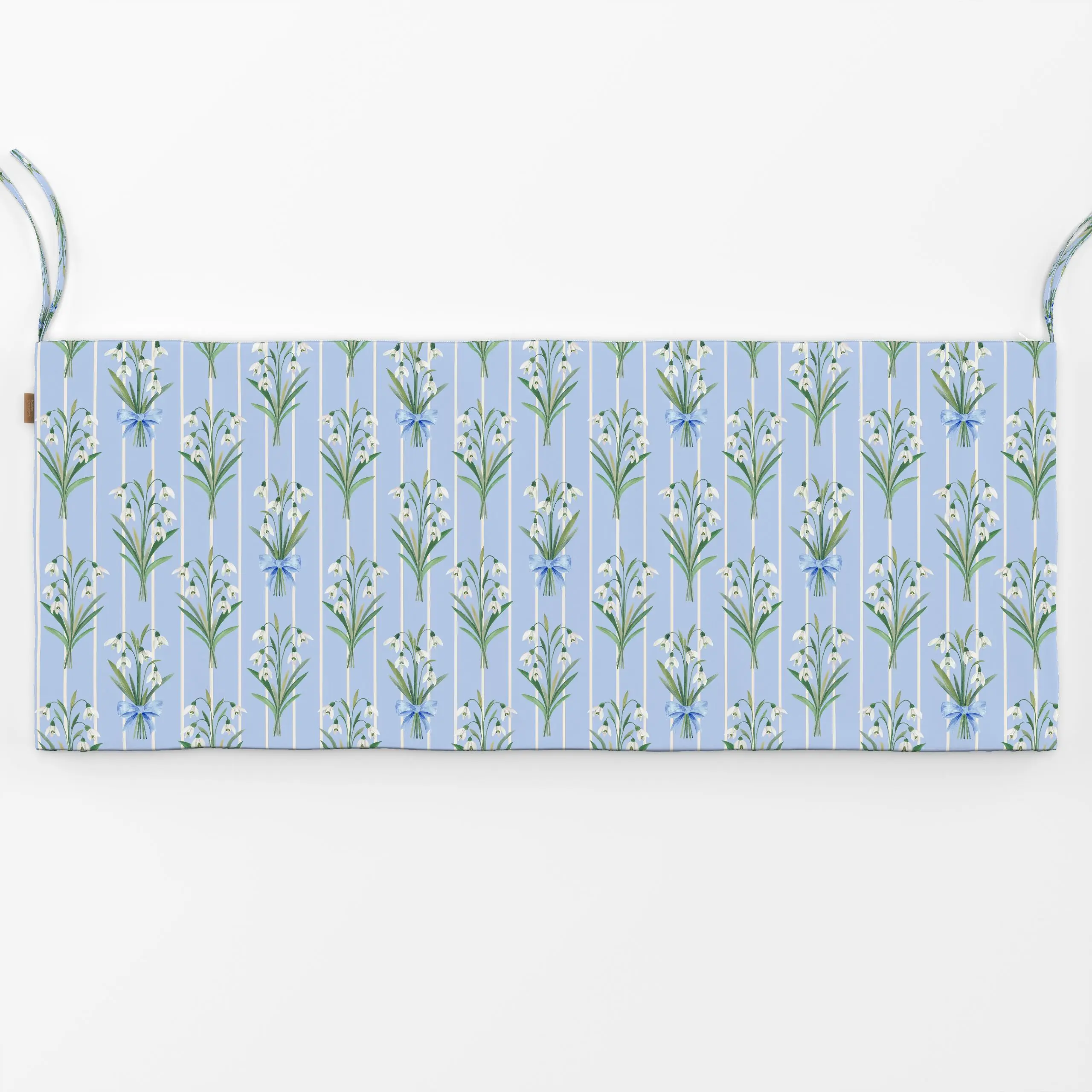 Bankauflage Schneeglöckchen blau - Blumen & Florales, Frühling, Symbole & Muster - von „Katrin Graff"; schleife, frisch, Flo...