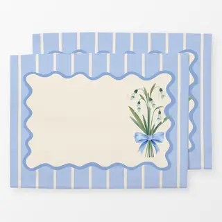 Tischset Schneeglöckchen blau