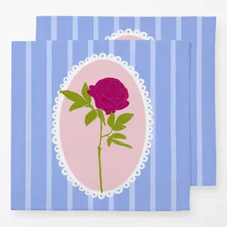 Servietten Rose Spitzenrahmen Streifen