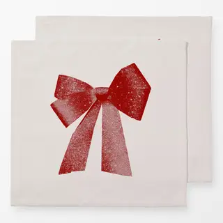Servietten Schleife Glitzer Rot