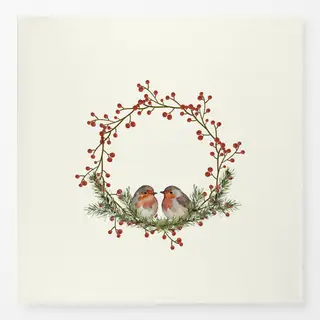 Tischdecke Rotkehlchen im Beerenkranz