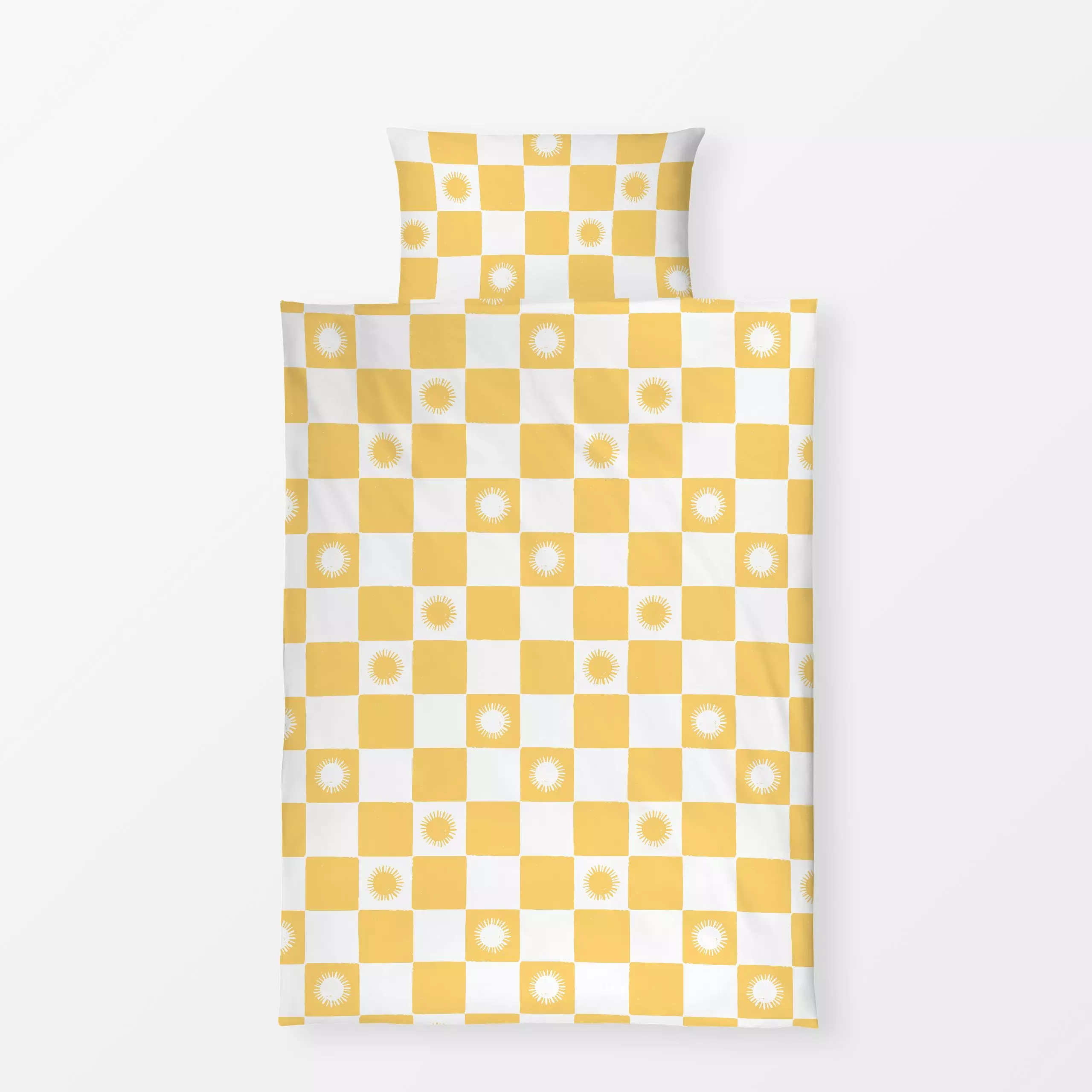 Bettwäsche Sunshine Check - Sommer, Symbole & Muster - von „Barlena"; boho, Muster, Sonne, Sommer, Urlaub, Sommerlich, check...