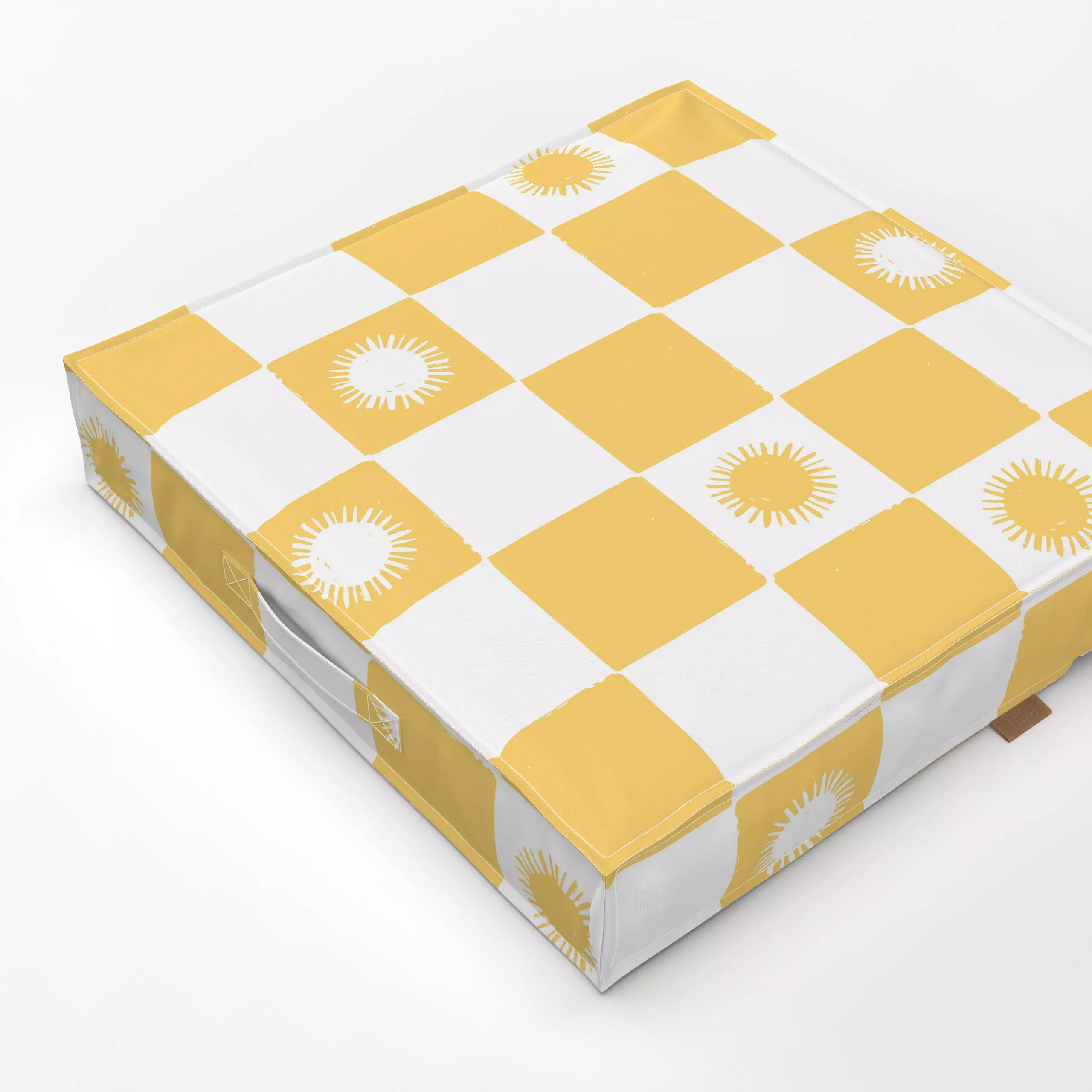 Bodenkissen Sunshine Check - Sommer, Symbole & Muster - von „Barlena"; boho, Muster, Sonne, Sommer, Urlaub, Sommerlich, chec...