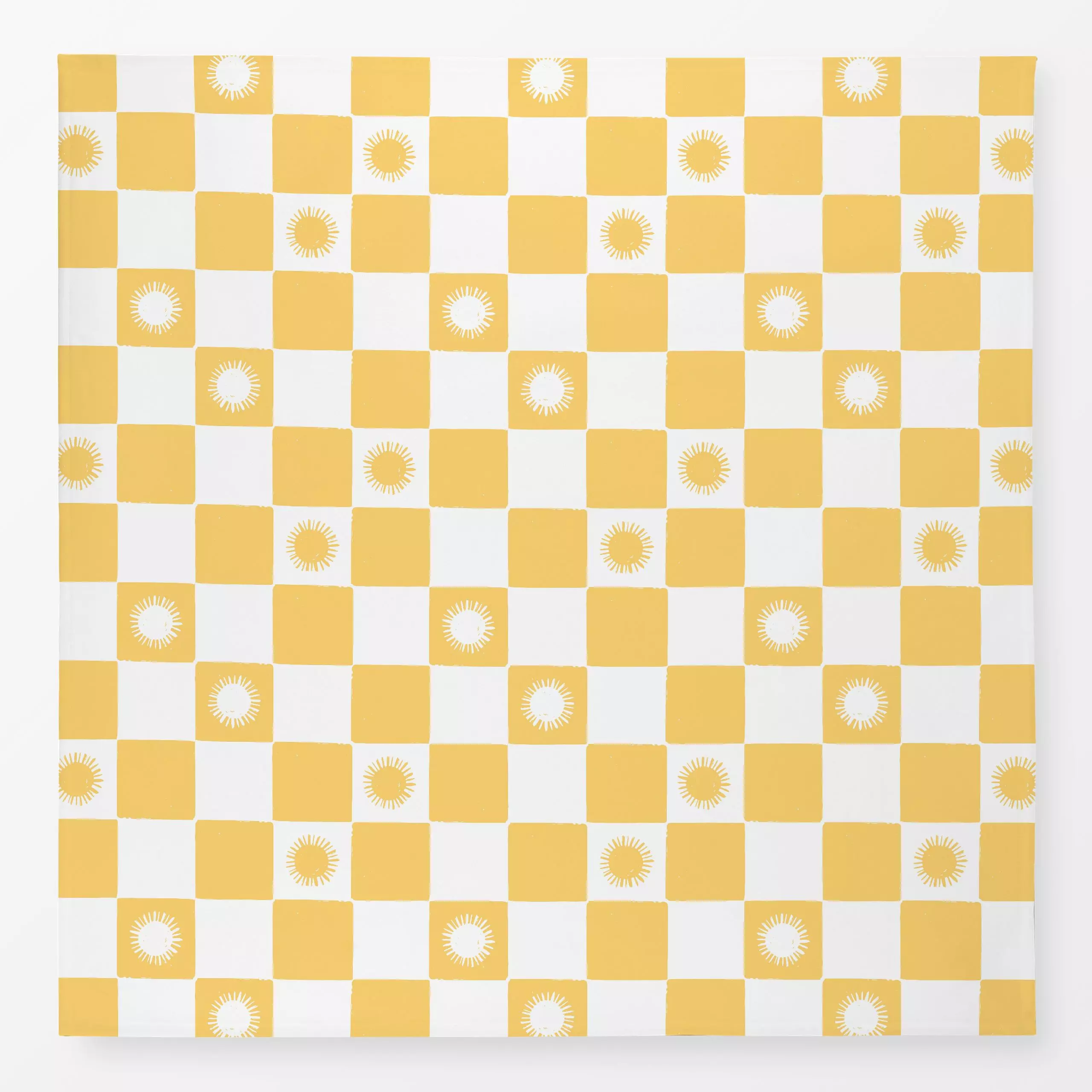 Tischdecke Sunshine Check - Sommer, Symbole & Muster - von „Barlena"; boho, Muster, Sonne, Sommer, Urlaub, Sommerlich, check...