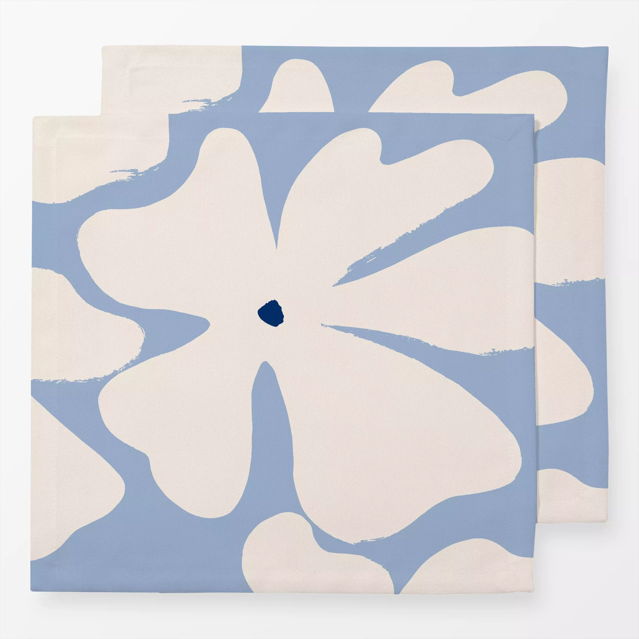 Servietten Flores cielo - Blumen & Florales, Sommer - von „Julia Schumacher"; Blaugrau, Sommerblumen, malerisch, floral, Wei...