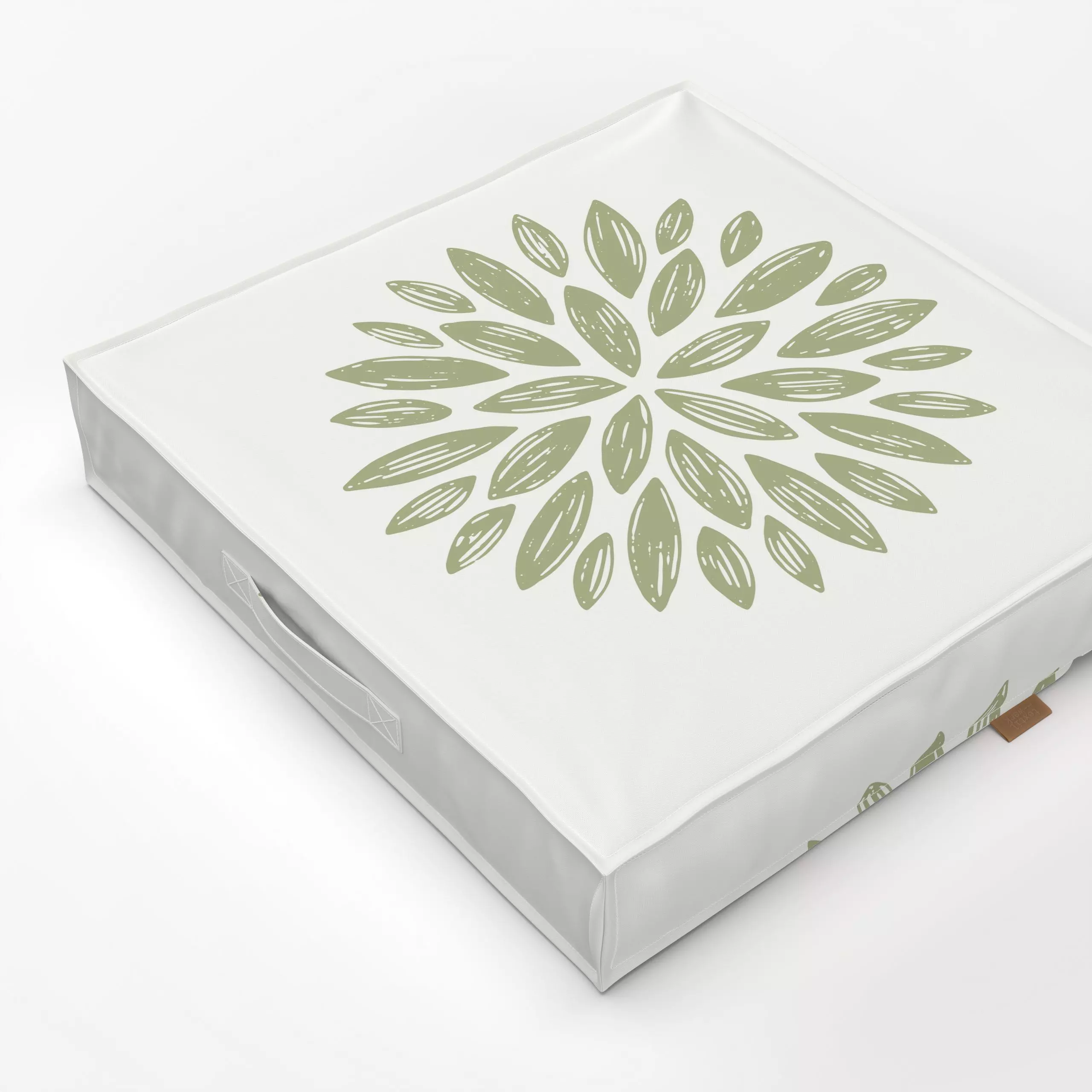 Bodenkissen Bud grün - Pflanzen & Botanik - von „Kathrin Woo"; minimal, abstrakt, Blätter, beige, modern, Botanical, neutral...