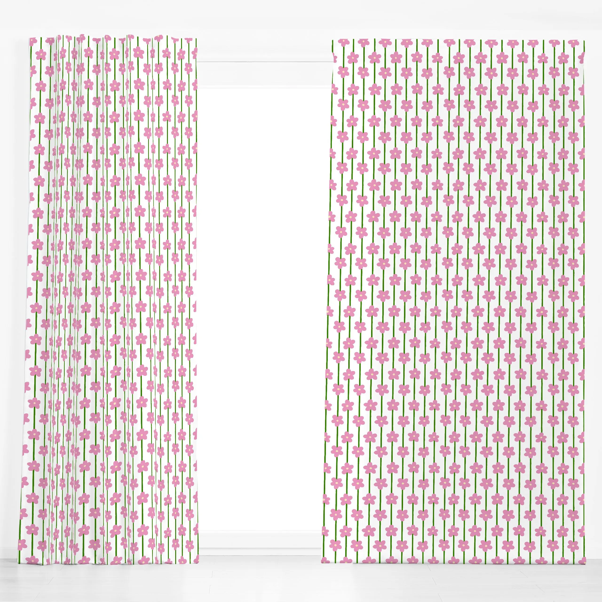 Dekovorhang Blumenmuster Beige Pink - Blumen & Florales, Frühling, Symbole & Muster - von „Sophie Augustin Illustration"; St...