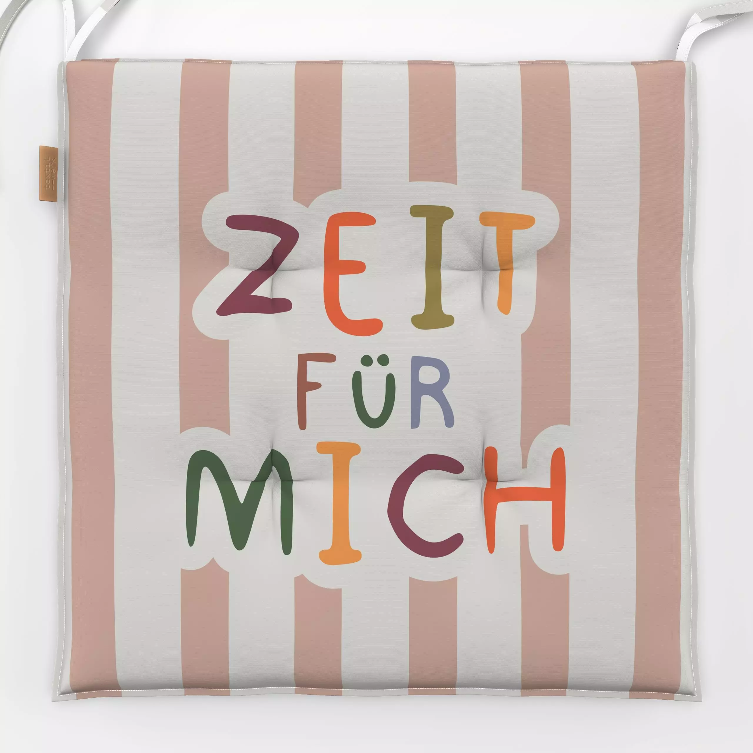 Sitzkissen Zeit für mich - Streifen nude - Sprüche & Schriftzüge - von „Heyduda"; Streifen, Liebe, Herbst, Herbstdeko, herbs...