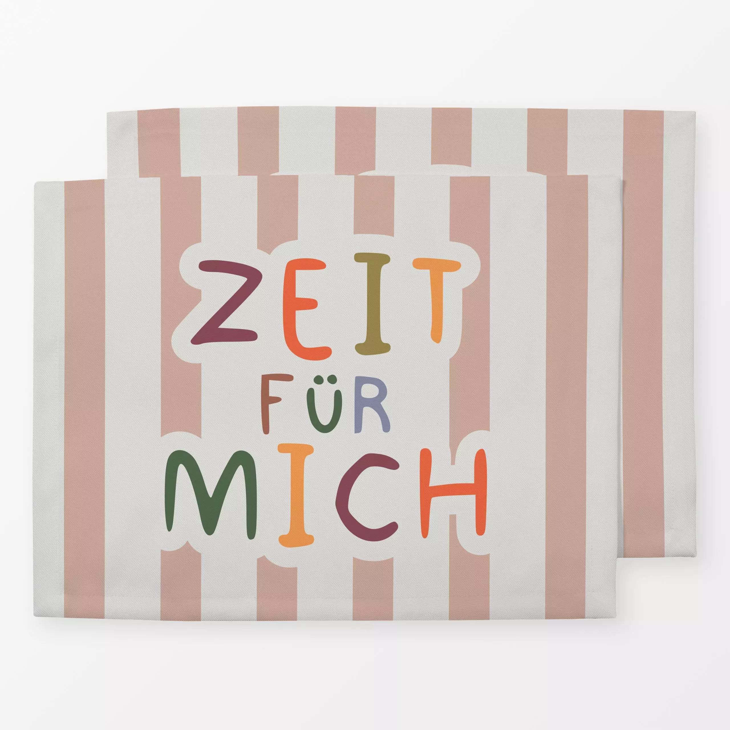 Tischset Zeit für mich - Streifen nude - Sprüche & Schriftzüge - von „Heyduda"; Streifen, Liebe, Herbst, Herbstdeko, herbstl...