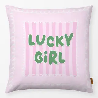 Kissen Lucky Girl Pink Rosa Streifen