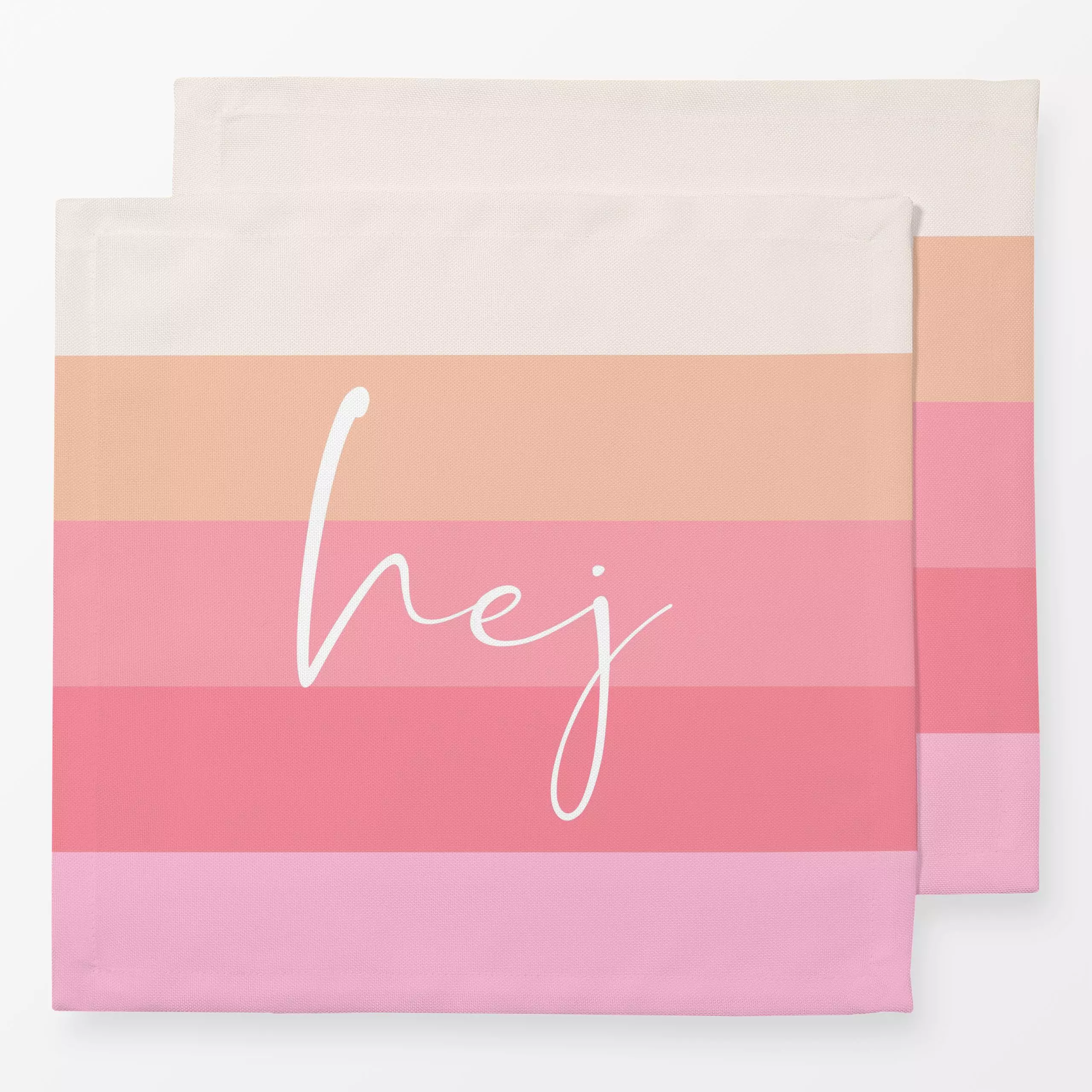 Servietten hej Sommer Streifen Pink - Frühling, Sommer, Sprüche & Schriftzüge - von „Monika Strigel"; Streifen, rosa, beige,...