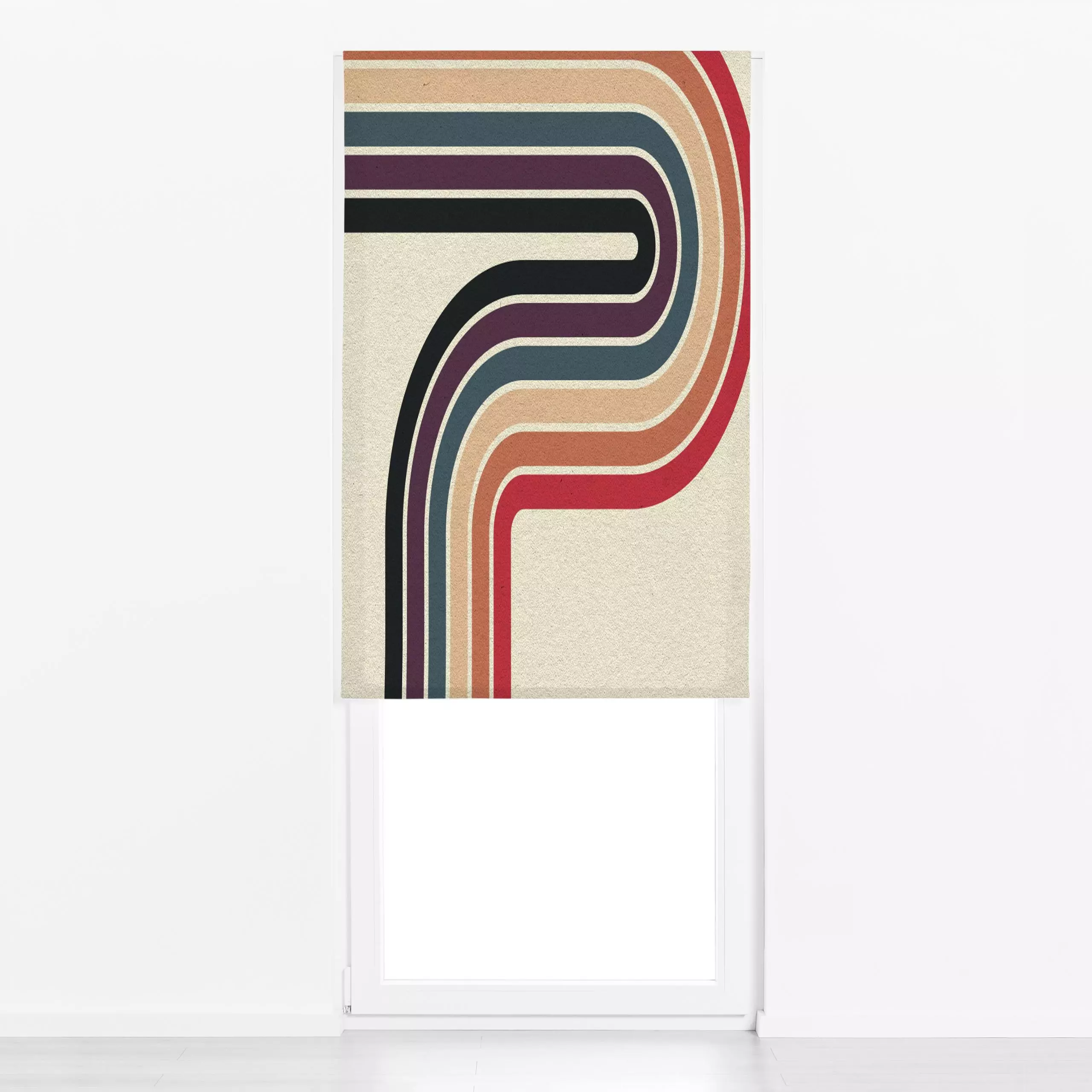 Raffrollo Retro - Symbole & Muster, Retro & Vintage - von „duundich"; Muster, Textur, Linien, Streifen, graphisch, creme, Re...