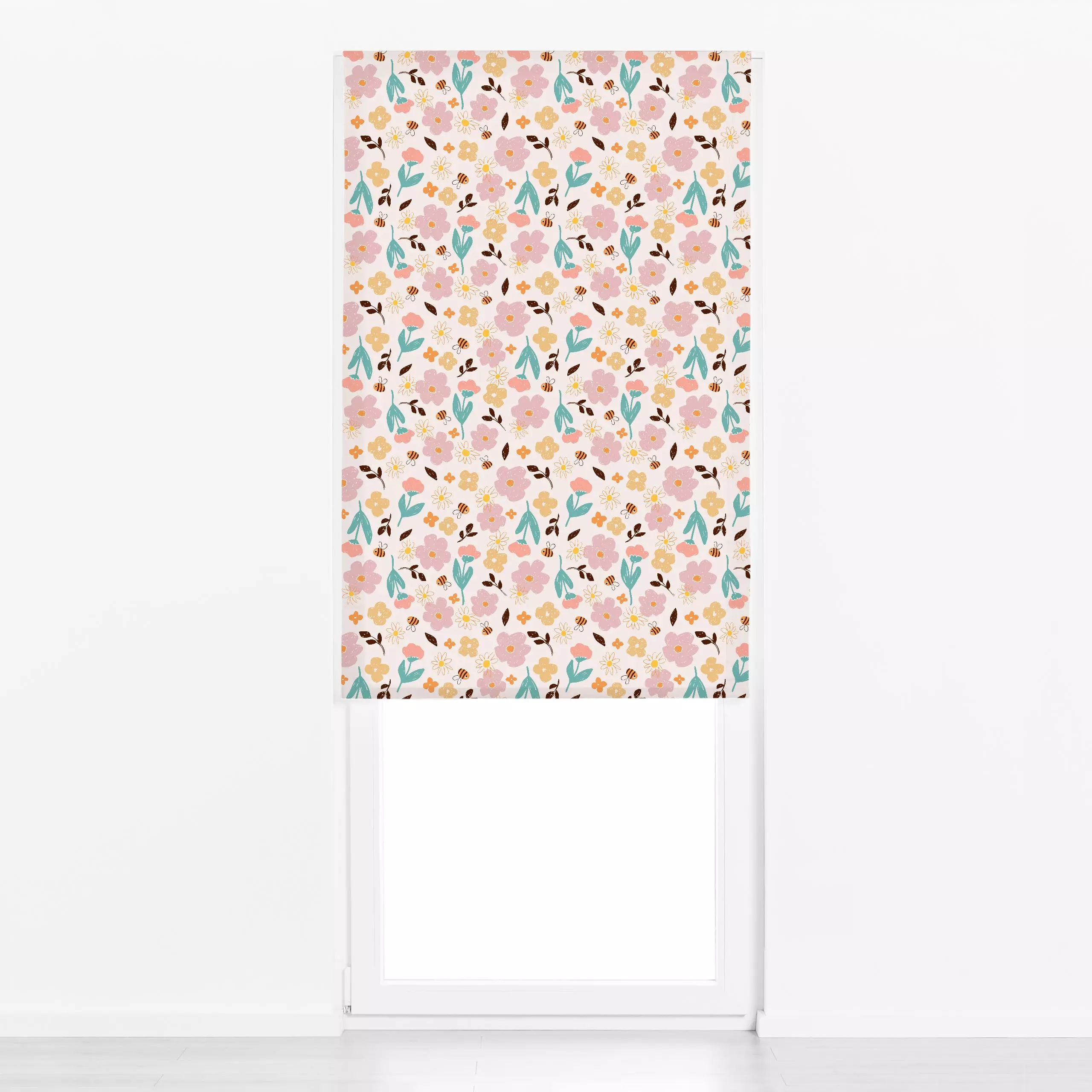 Raffrollo Bees And Blooms blush yellow - Kinderzimmer & Motive für Kinder, Symbole & Muster - von „Kathrin Woo"; Muster, Kin...