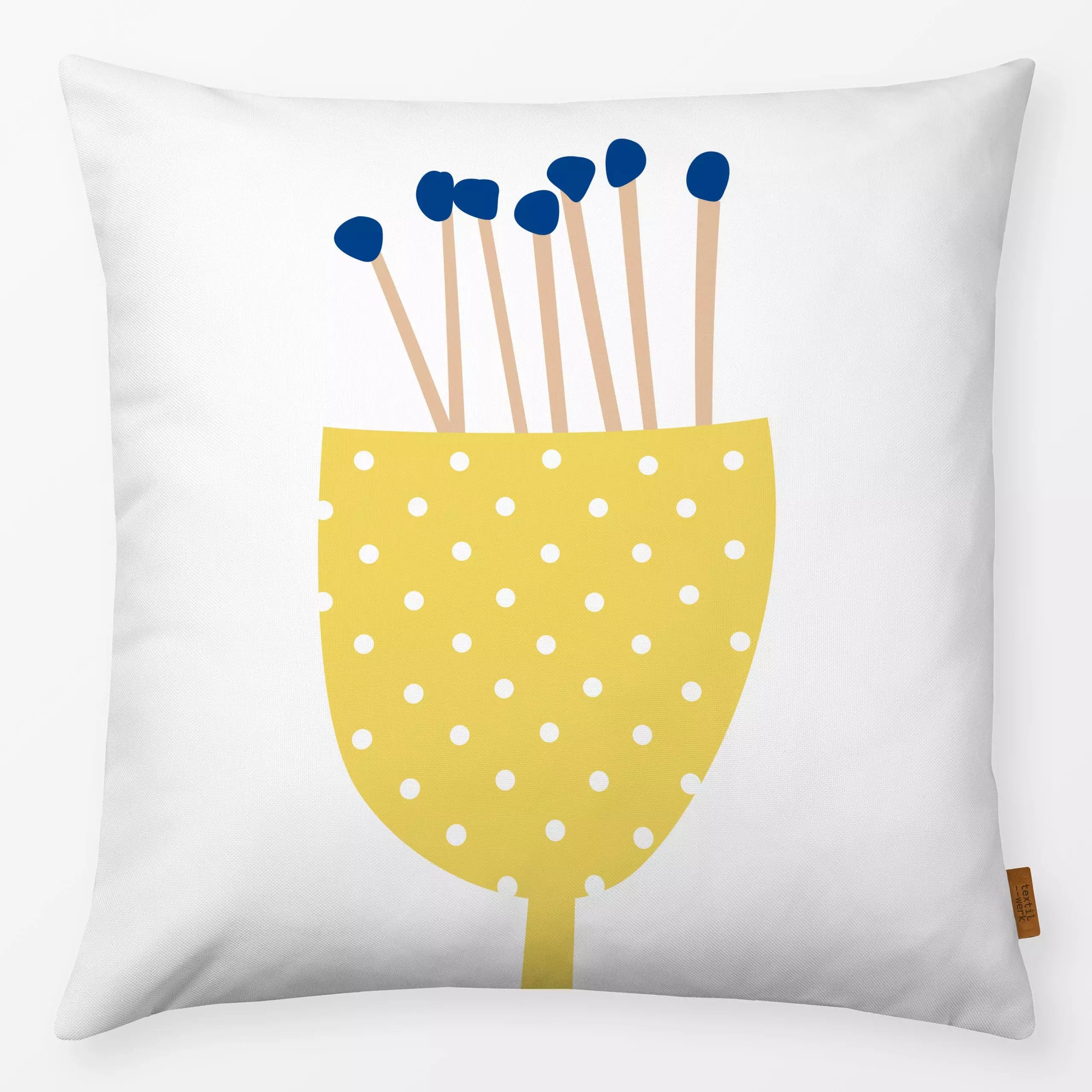 Kissen Gelbe Blume mit Punkten - Natur & Landschaft, Sommer - von „Kerstin Ax"; Blumen, Blüten, Sommerblumen, Sonne, Sommer,...