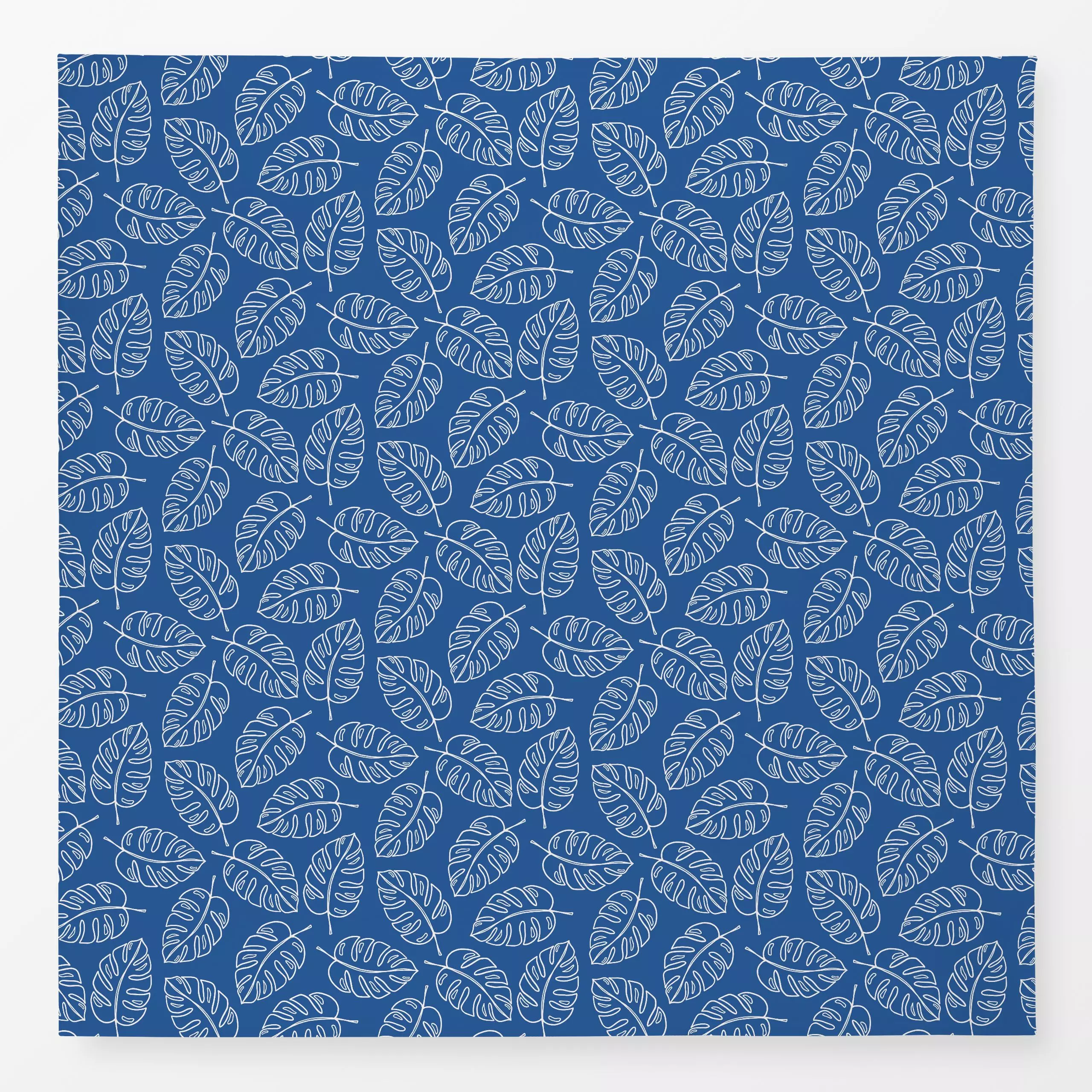 Tischdecke Monstera Muster Blau, Blumen, tropisch, gemustert, Sommer, von Kathrin Woo