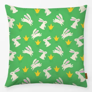 Kissen Hase mit Tulpe Muster gruen
