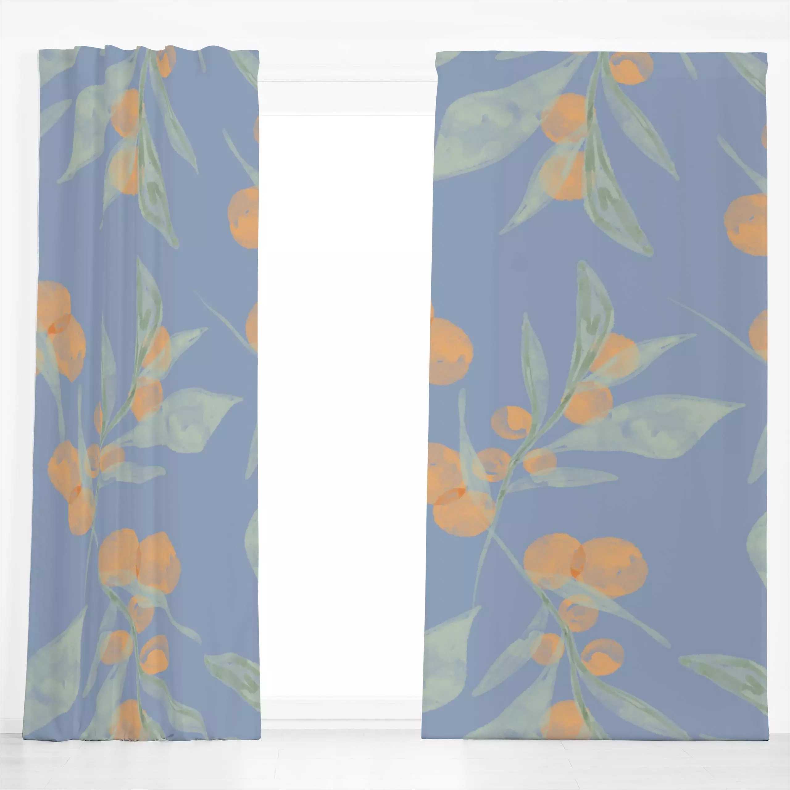 Dekovorhang Duft von Orangen - Blumen & Florales, Sommer - von „Ute Arnold"; Frucht, Obst, boho, Wasserfarben, Orange, mallo...