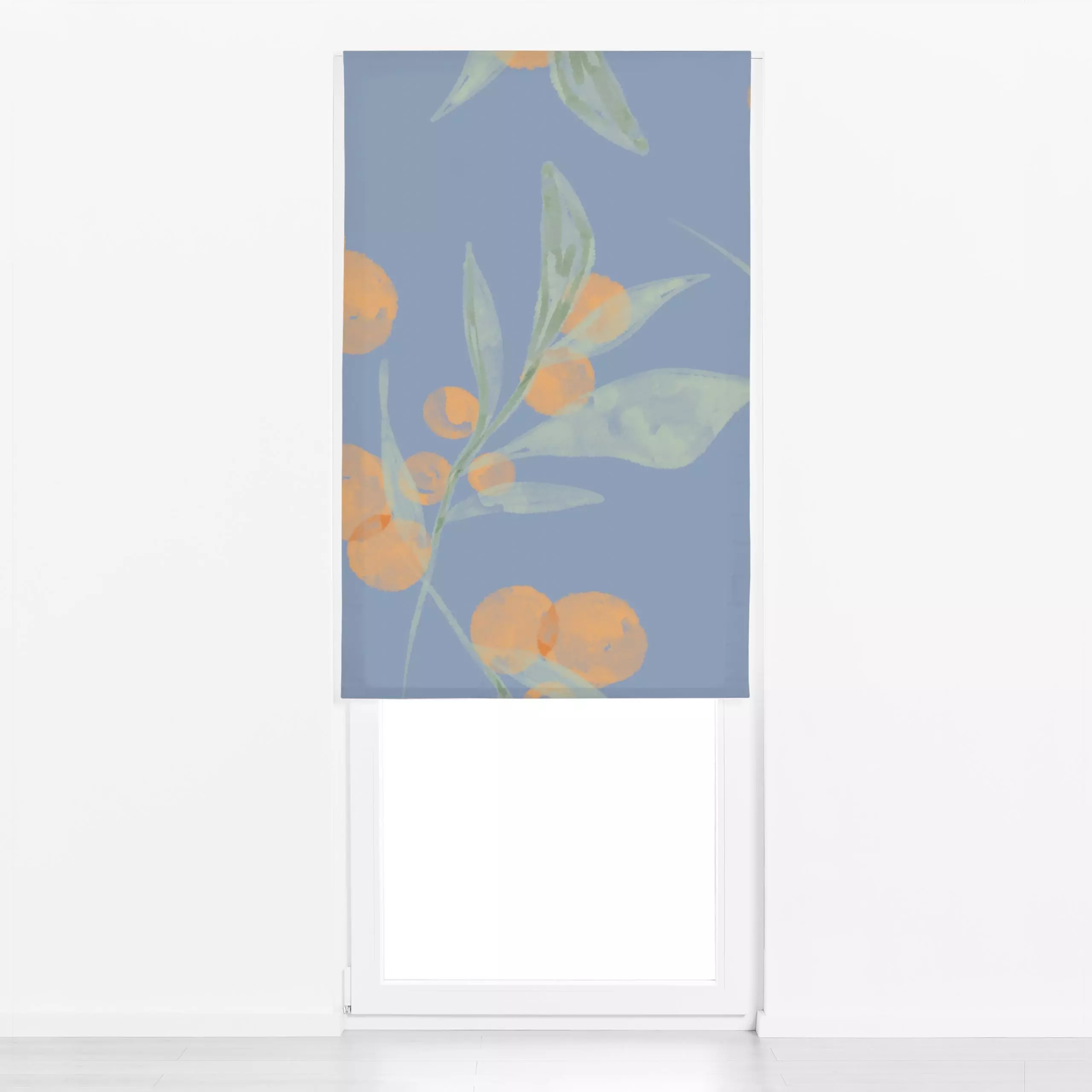 Raffrollo Duft von Orangen - Blumen & Florales, Sommer - von „Ute Arnold"; Frucht, Obst, boho, Wasserfarben, Orange, mallorca