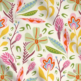 Meterware Tropische Blüten weiss