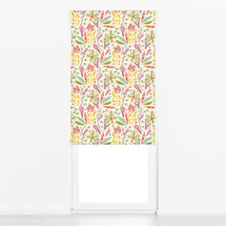 Raffrollo Tropische Blüten weiss