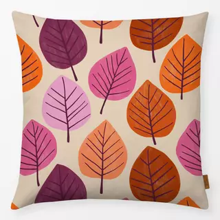 Kissen Herbstblätter rund orange pink