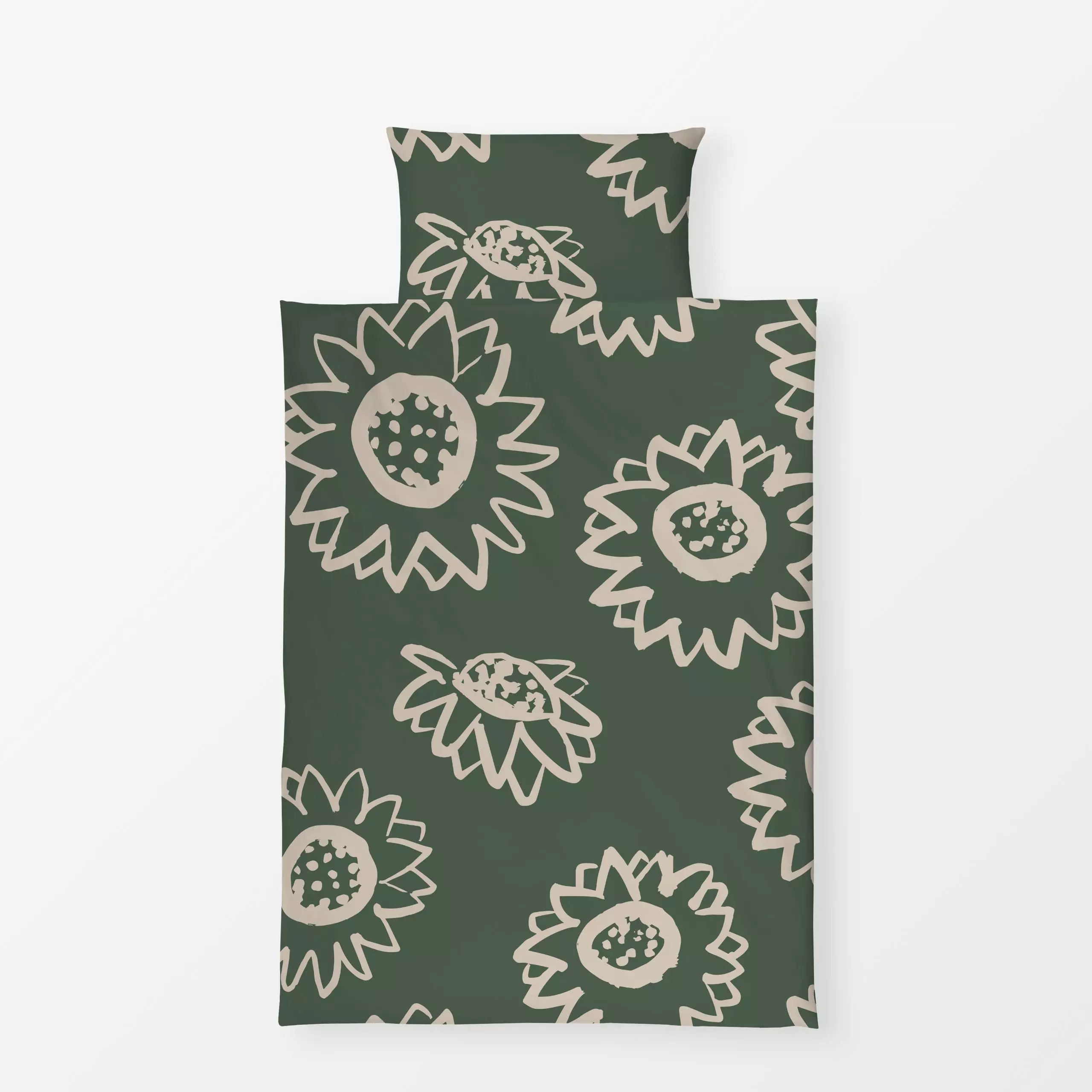 Bettwäsche Sonnenblume Grün - Blumen & Florales - von „Kruth Design"; sonnenblumen, Herbst, Herbstdeko, outdoor, Blumenmuste...