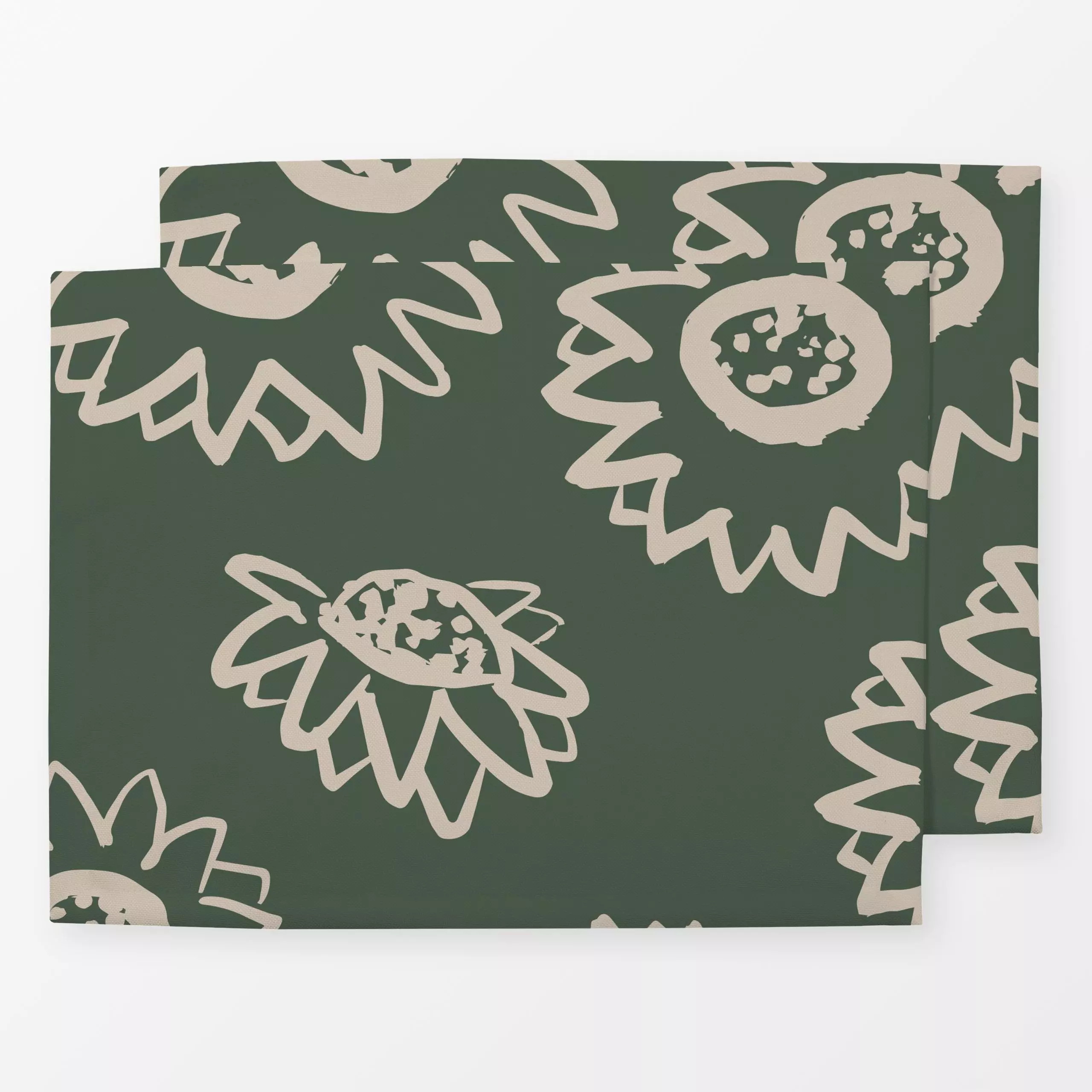 Tischset Sonnenblume Grün - Blumen & Florales - von „Kruth Design"; sonnenblumen, Herbst, Herbstdeko, outdoor, Blumenmuster,...