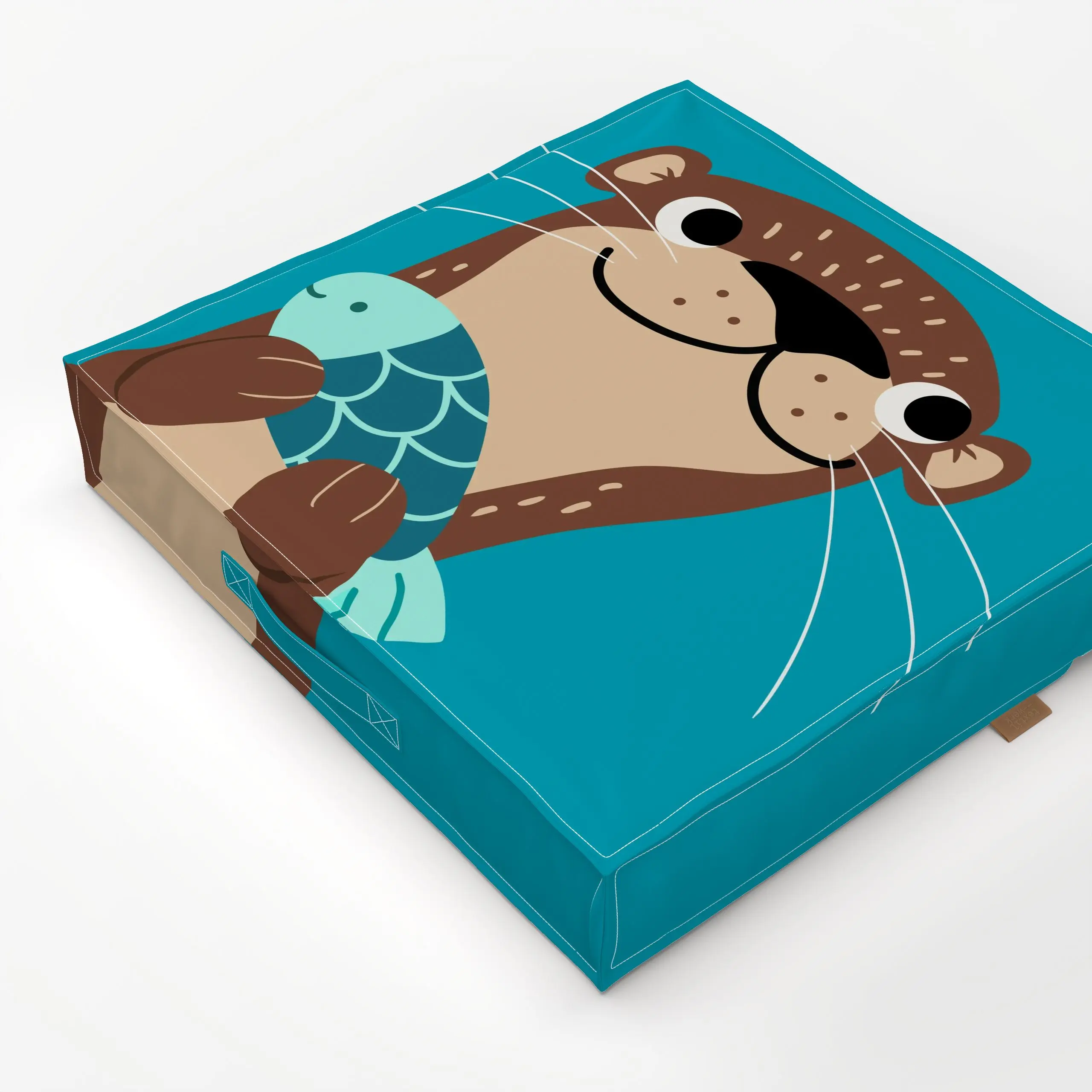 Bodenkissen Otter mit Fisch – Fischotter - Kinderzimmer & Motive für Kinder, Tiere - von „Carmen Eisendle"; Kinder, Otter, n...