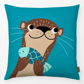 Kissen Otter mit Fisch – Fischotter