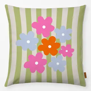 Kissen Blümchen Auf Streifen Grün