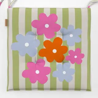 Sitzkissen Blümchen Auf Streifen Grün