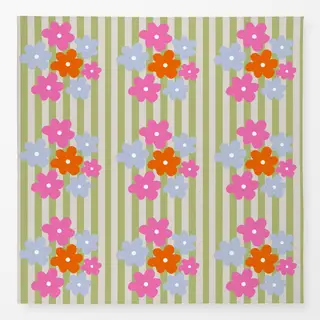 Tischdecke Blümchen Auf Streifen Grün