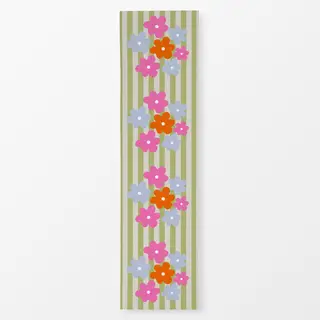 Tischläufer Blümchen Auf Streifen Grün