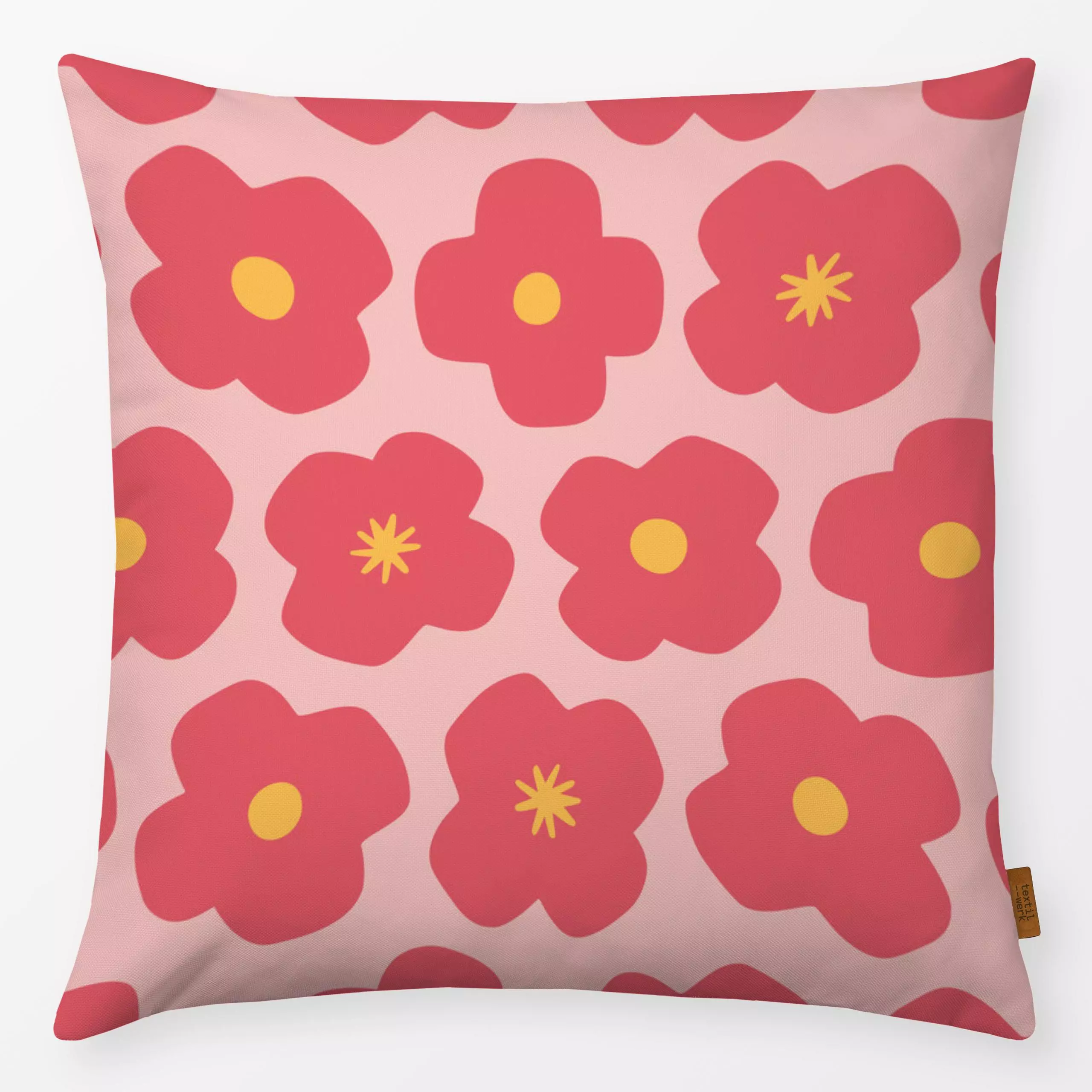 Kissen Blumen rosarot - Blumen & Florales, Symbole & Muster - von „Carolin Vonhoff"; Muster, minimal, rosa, Blumen, Blüten, ...