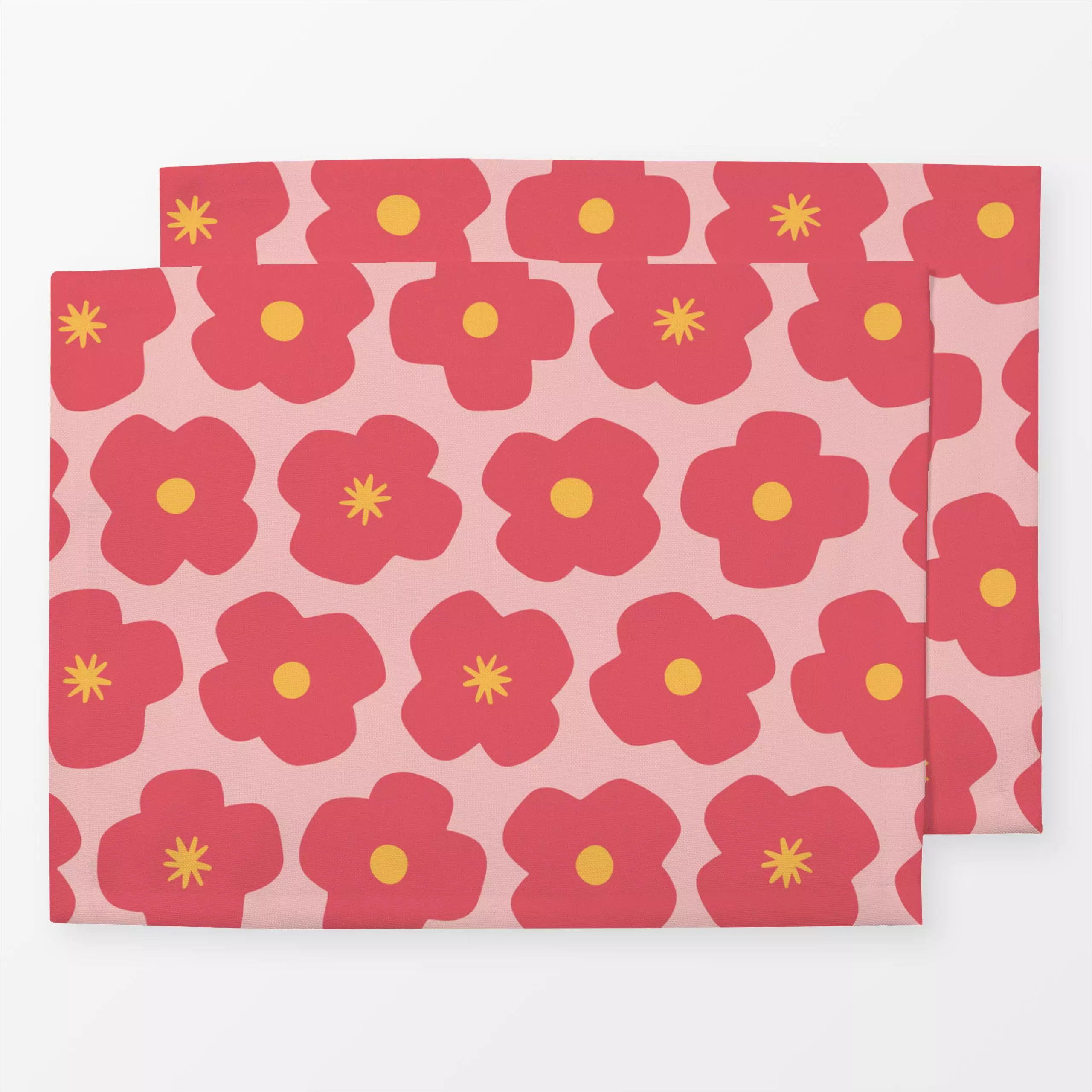 Tischset Blumen rosarot, Blumen, gemustert, von Carolin Vonhoff
