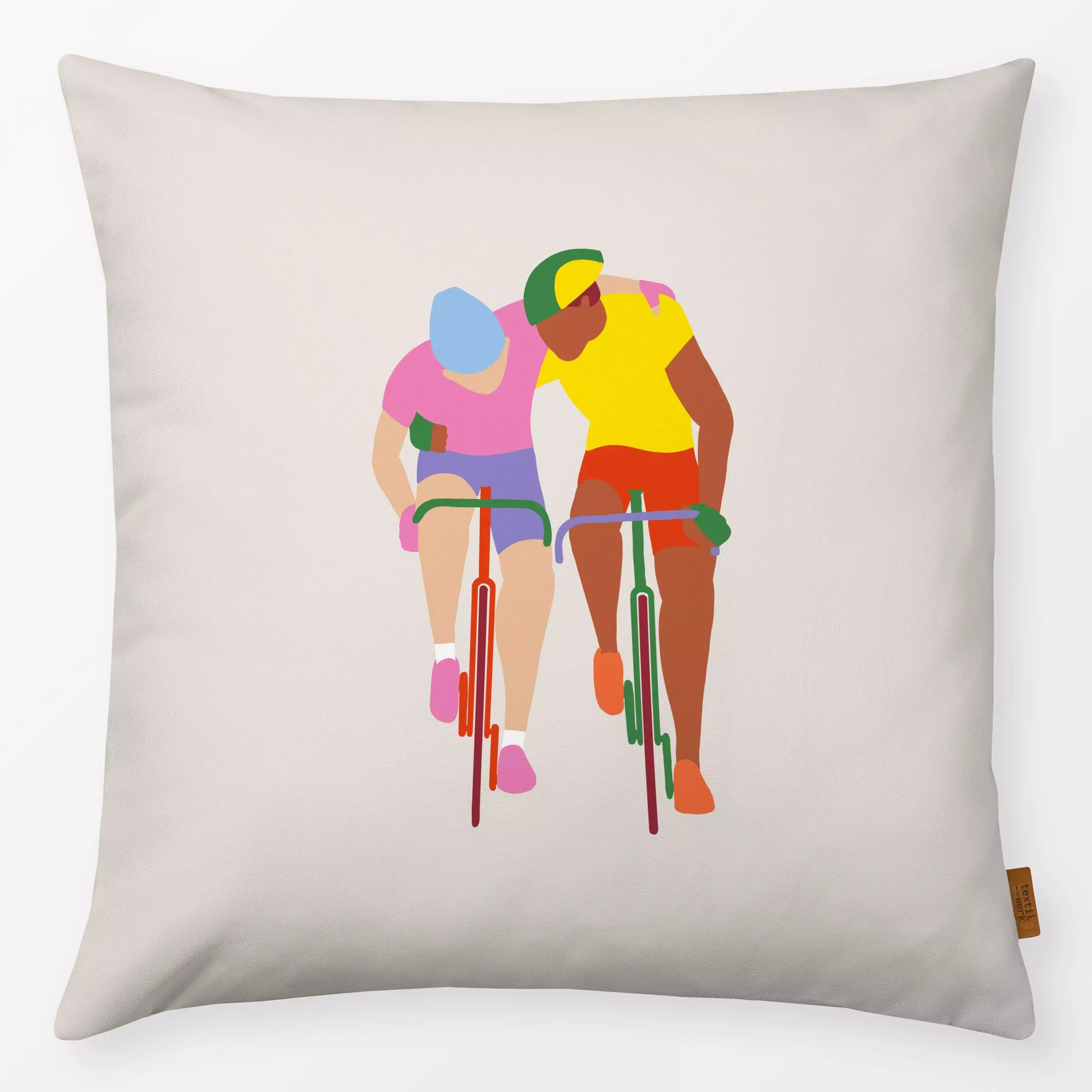Kissen Fahrradfahren 1 - Sport - von „textilwerk"; Illustration, Fahrrad, Sport, geschenkidee, minimalistisch, schlicht, Fah...