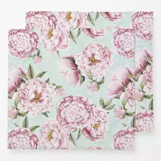 Servietten Rosa Pfingstrosen auf Blau