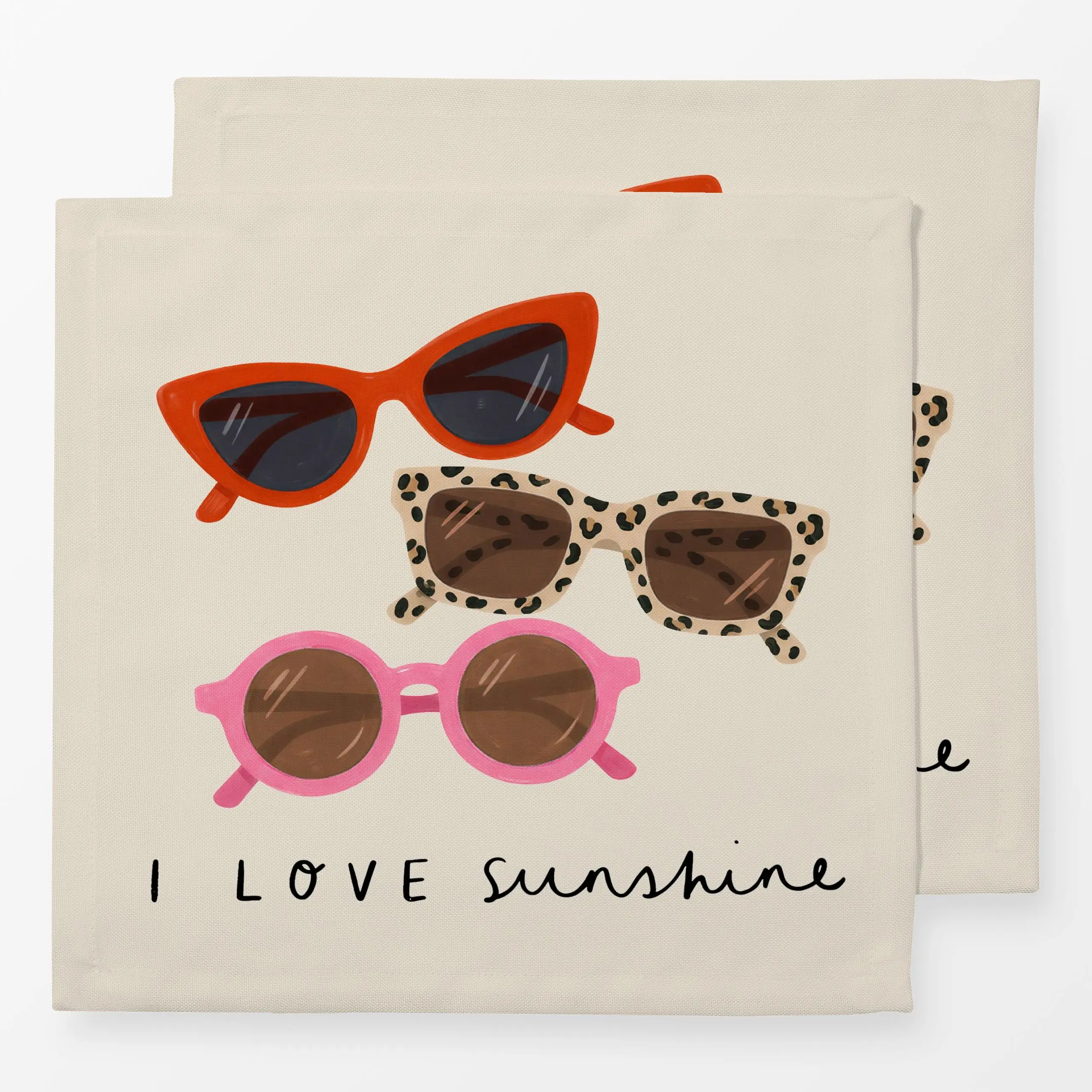 Servietten Sonnenbrillen rot pink - Sommer, Sprüche & Schriftzüge, Symbole & Muster - von „Studio Kesse"; Sonne, Sommer, sun...