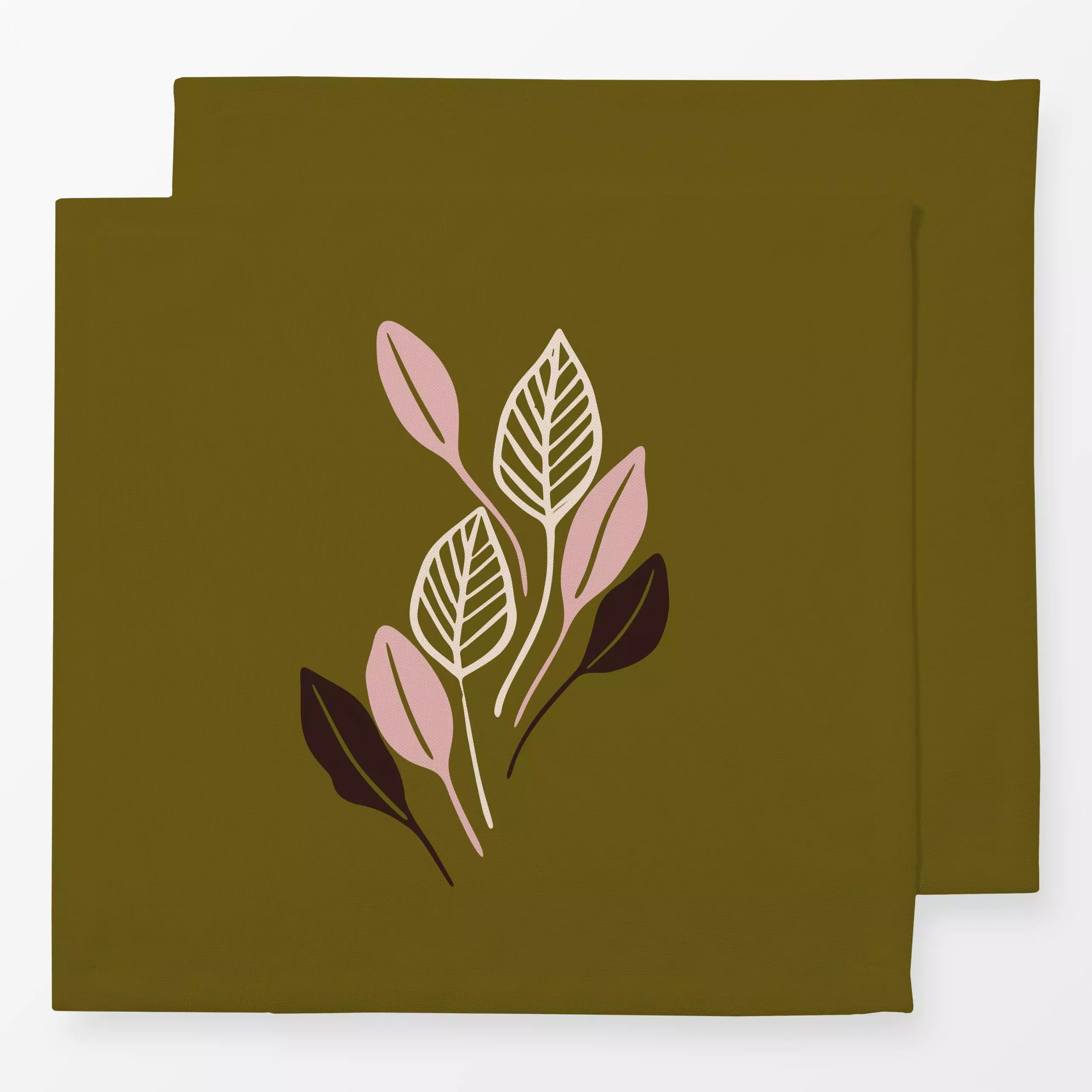 Servietten Herbstlaub olivgrün - Herbst, Pflanzen & Botanik - von „moDeern Design Studio"; Natur, Blatt, Blätter, Laub, Herb...