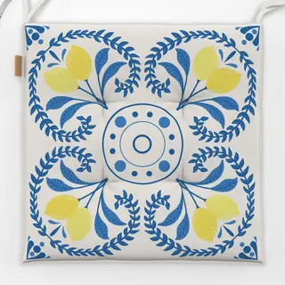 Sitzkissen Zitronen Mittelmeer Weiss