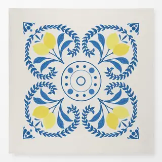 Tischdecke Zitronen Mittelmeer Weiss