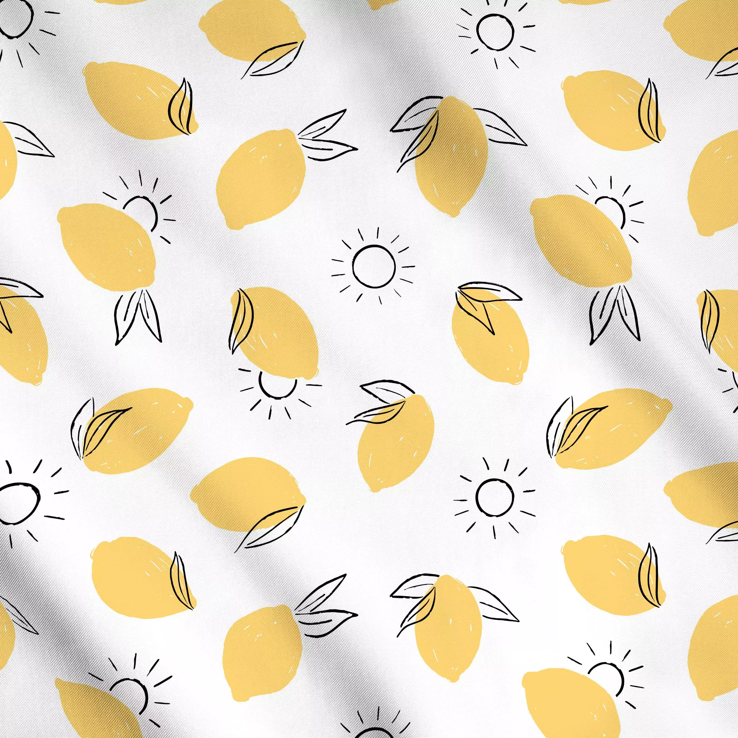 Meterware Lemons and Sunshine - Natur & Landschaft, Sommer, Küche, Essen & Trinken - von „Barlena"; Frucht, minimal, Blätter...