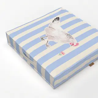 Bodenkissen Huhn gestreift blau