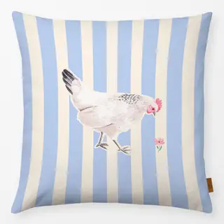 Kissen Huhn gestreift blau